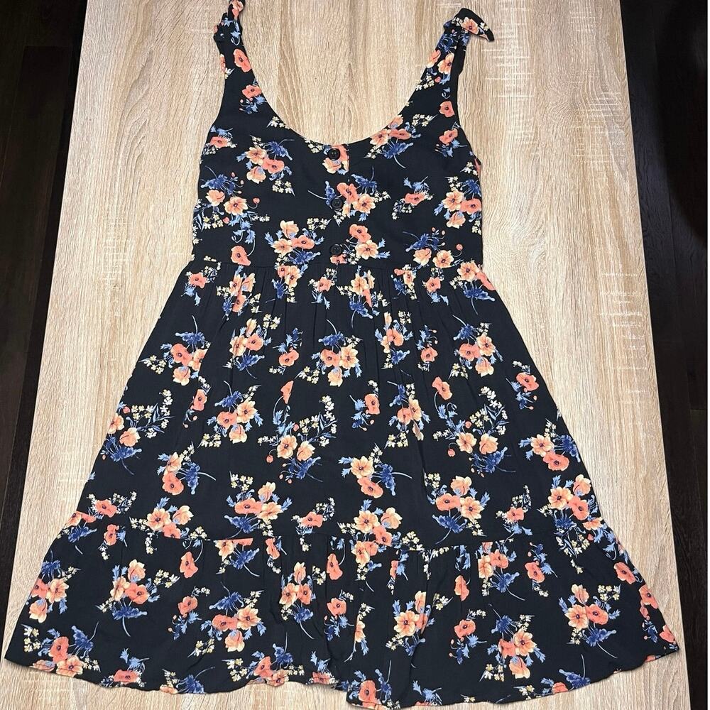 Band of Gypsies Floral Mini Dress Womens Size M A-Line Black Floral